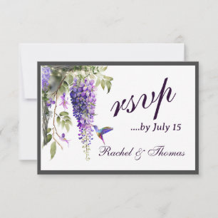 Cartão RSVP Purple Wisteria Themed Wedding