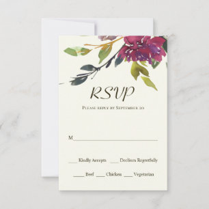 Cartão RSVP Púrpura Cor-de-água, verde-vermelhos cor-de-águ