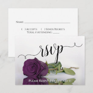 Cartão RSVP Púrpura de ameixa Elegante Refletindo Casamento R