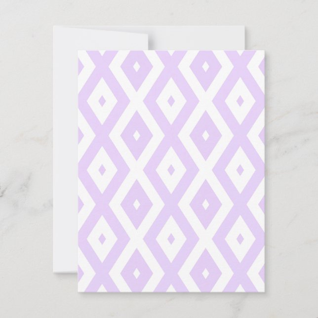 Cartão RSVP Púrpura e padrão de diamante branco (Frente)