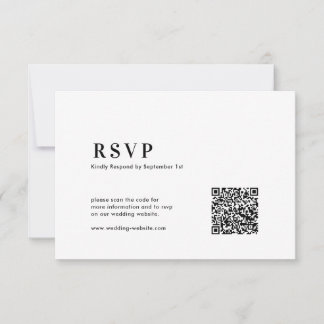 Cartão RSVP  QR Code Modern Minimalist Bold Typography Wedding