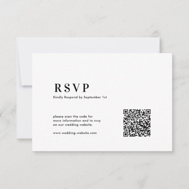 Cartão RSVP  QR Code Modern Minimalist Bold Typography Wedding (Frente)