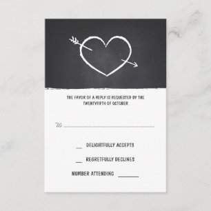Cartão RSVP quadro bonito do coração do amor que wedding