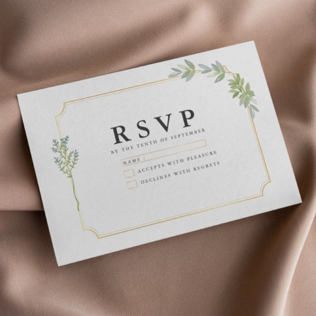Cartão RSVP Quadro branco minimalista Dourado (Criador carregado)