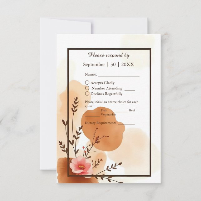 Cartão RSVP Quadro de Aquarela de Boho Suave (Frente)