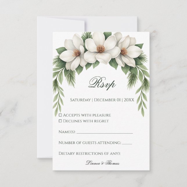 Cartão RSVP Quadro de Árvore Pinheira de Casamento da Magnésia (Frente)