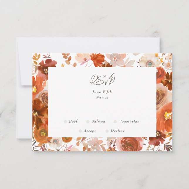 Cartão RSVP Quadro de Casamento Botânico Floral de Cinza Branc (Frente)