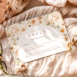 Cartão RSVP Quadro de Flores Silvestres Mínimas para Formatura