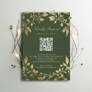 Cartão RSVP Quadro de Folhagem da Floresta Mal-humorada Modern