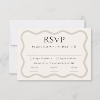 Cartão RSVP Quadro de Onda Mínima Moderna e Ecru