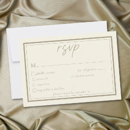 Cartão RSVP Quadro Minimalista Creme de Marfim Casamento