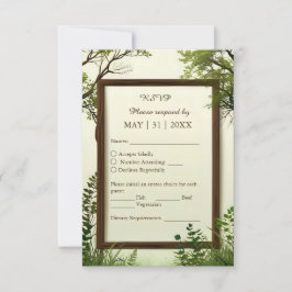 Cartão RSVP quadro rústico de árvore verde
