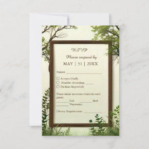 Cartão RSVP quadro rústico de árvore verde