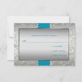 Cartão RSVP Qualquer Casamento de espiral de prata colorida
