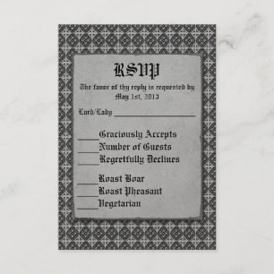 Cartão RSVP Quatrefoils Black on Silver