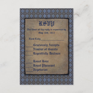 Cartão RSVP Quatrefoils Dourados no Azul