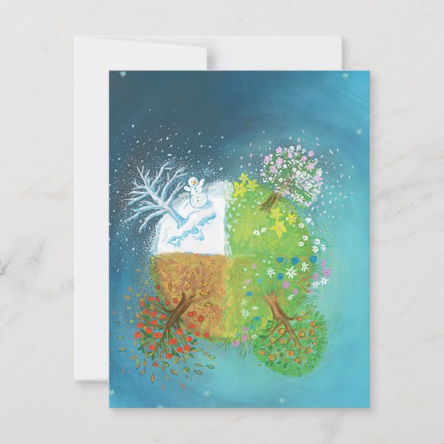 Cartão RSVP Quatro estações na Terra (Frente)