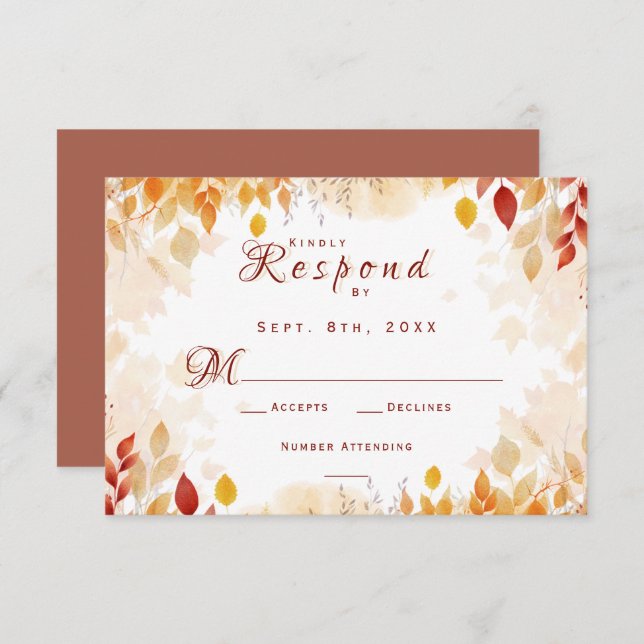 Cartão RSVP Quebra de Aquarela Deixa Casamento Russo (Frente/Verso)