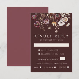 Cartão RSVP Queda Casamento de Flores Selvagens