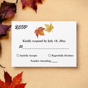 Cartão RSVP Queda Simples no Amor Casamento Russo de Outono