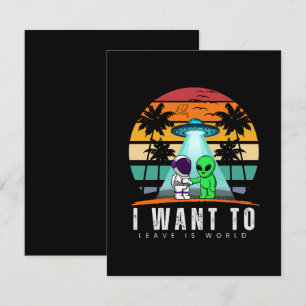 Cartão RSVP Quero Deixar é mundo Alien Vintage Pôr do Sol