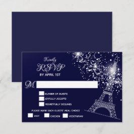 Cartão RSVP Quinceañera Eiffel Torre Starry Night Sky