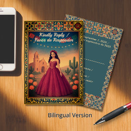 Cartão RSVP Quinceañera Reply | Tarjeta de Respuesta