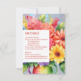 Cartão RSVP Rainbow Colorful Flowers Details Enclosure Cards