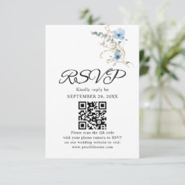 Cartão RSVP ramalhete de flores aquarela azul empoeirado rústi