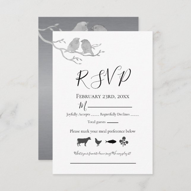 Cartão RSVP Ramificação da Árvore das Aves Aquáticas da Cinza  (Frente/Verso)