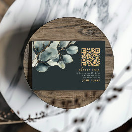 Cartão RSVP Ramificação Eucalyptus, casamento verde Código QR