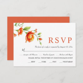 Cartão RSVP Ramo de aquarela com flores laranja casamento