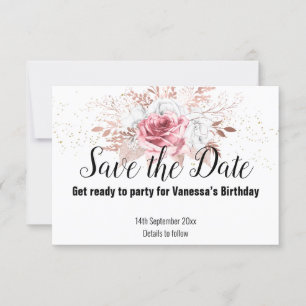 CARTÃO RSVP RAMO FLORAL EM ROSE GOLD SAVE THE DATE