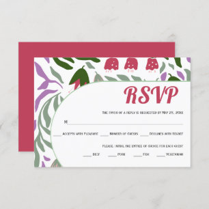 Cartão RSVP Ramos coloridos e flores Boho retro casamento