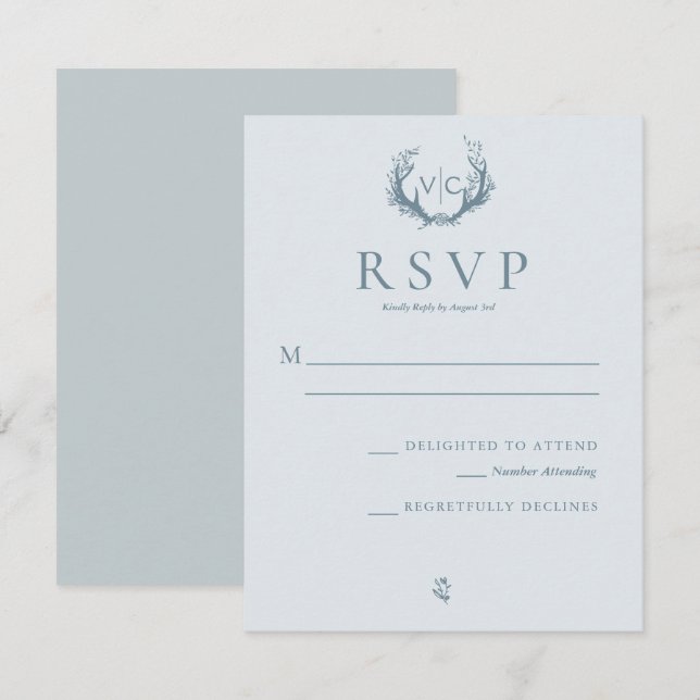 Cartão RSVP Rastreadores Russos com Fraço Floral | VP de Casam (Frente/Verso)