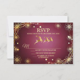 Cartão RSVP Rebeldes do Ouro do Partido do Natal - Elegante Ro