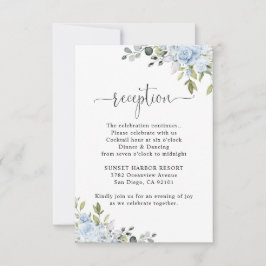Cartão RSVP Recepção de Casamento Botânica em Azul Suave