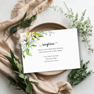 Cartão RSVP Recepção de Casamento com Elegante Vegetação em Aq