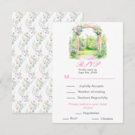 Cartão RSVP Recepção do Arco de Casamento Floral primavera
