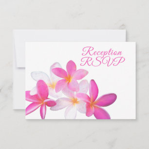 Cartão RSVP Recepção Floral de Plumeria Rosa Tropical de Praia