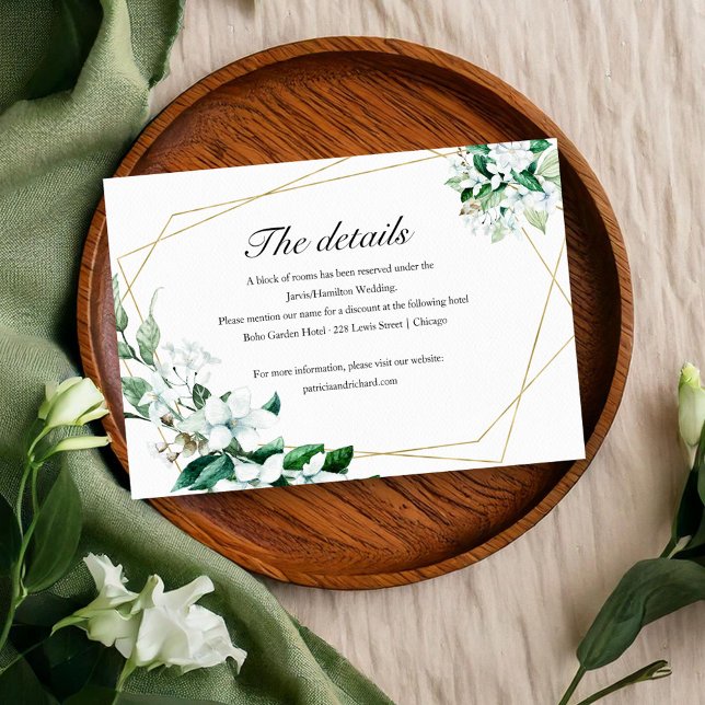 Cartão RSVP Receptáculo Geométrico Floral de Casamento Verde (Criador carregado)