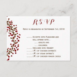 Cartão RSVP Red Cranberry Wreath R.S.V.P.