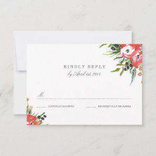 Cartão RSVP Red Romance Wedding