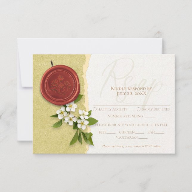 Cartão RSVP Red Seal Wedding Response Card (Frente)