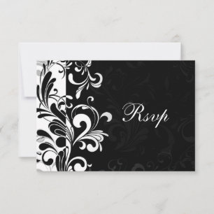 Cartão RSVP Redemoinho Preto e Branco Contemporâneo