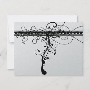 Cartão RSVP Redemoinhos elegantes Funky pretos que Wedding o