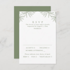 Cartão RSVP Refeição Botânica Mínima Moderna Verde Sage