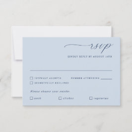 Cartão RSVP Refeição De Casamento Da Caligrafia Azul-Dourada D