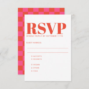 Cartão RSVP Refeição de Casamento do Quadro de Controlo Vermel