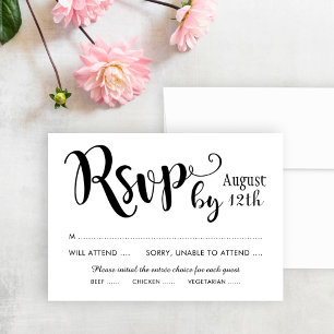 Cartão RSVP Refeição de Casamento Moderna em Script Brush